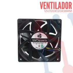 Ventilador Turbo 12V 120x120x38mm