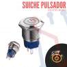 Suiche Pulsador Metálico Piloto Rojo con Logo