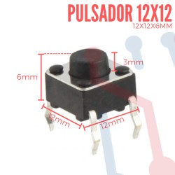 Pulsador 12x12x6mm
