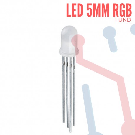 LED Difuso RGB 5mm Cátodo Común