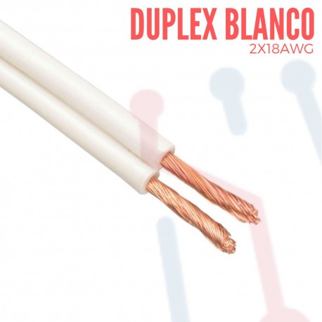 Cable Duplex AWG 2X18 Blanco X Metro