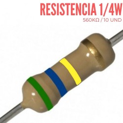 Resistencia 560K Ohm 1/4 W (10 Pcs)